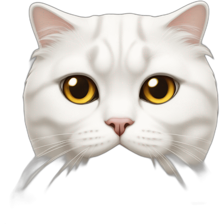 white scottish-fold cat with one closed eye emoji