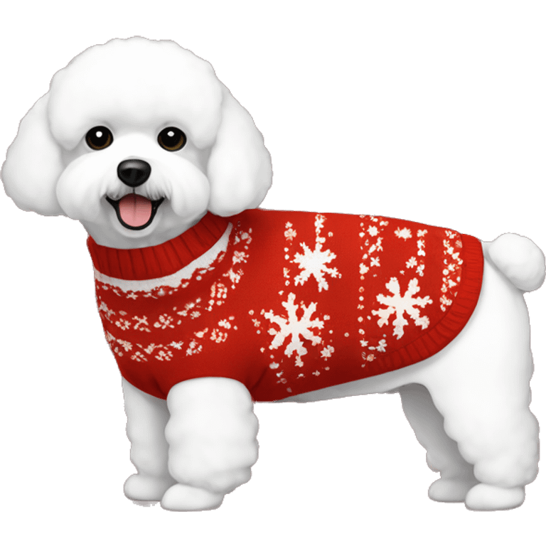 Bichon Frise in a Christmas sweater  emoji