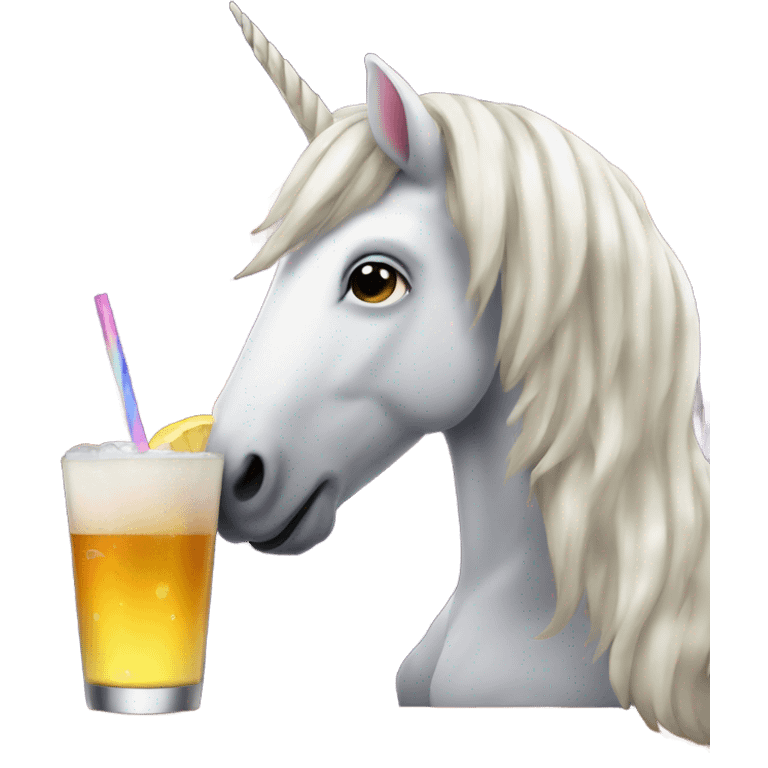 Unicorn drinking at bar emoji