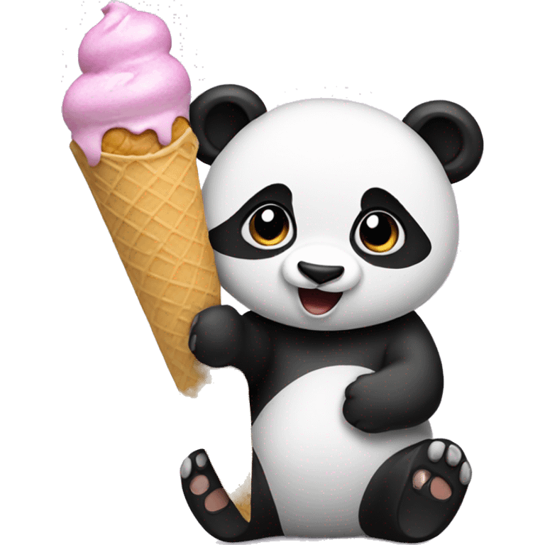 Panda eating ice cream emoji