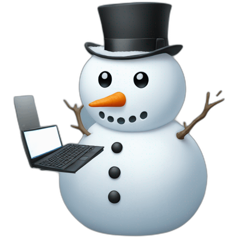 snowman with a computer emoji