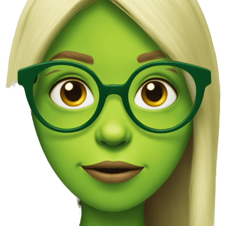 realistic portrait of girl grinch costume glasses emoji