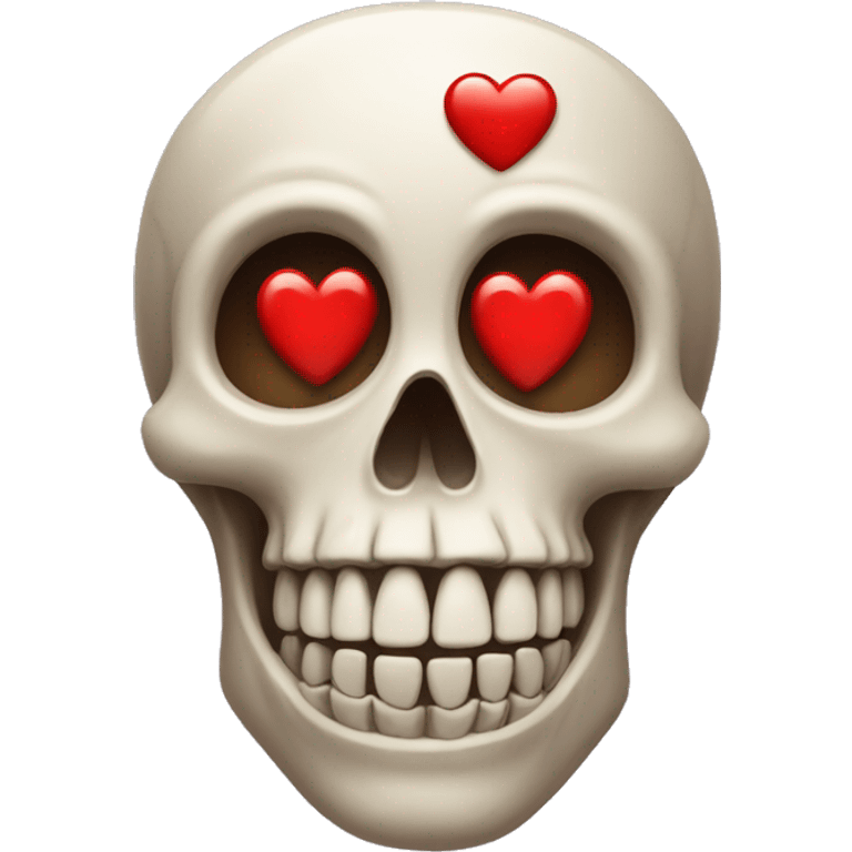 A skull with red heart eyes emoji