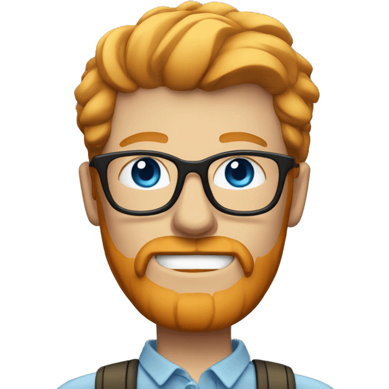 ginger hipster man with goatee and glasses, blue eyes, blonde hair emoji