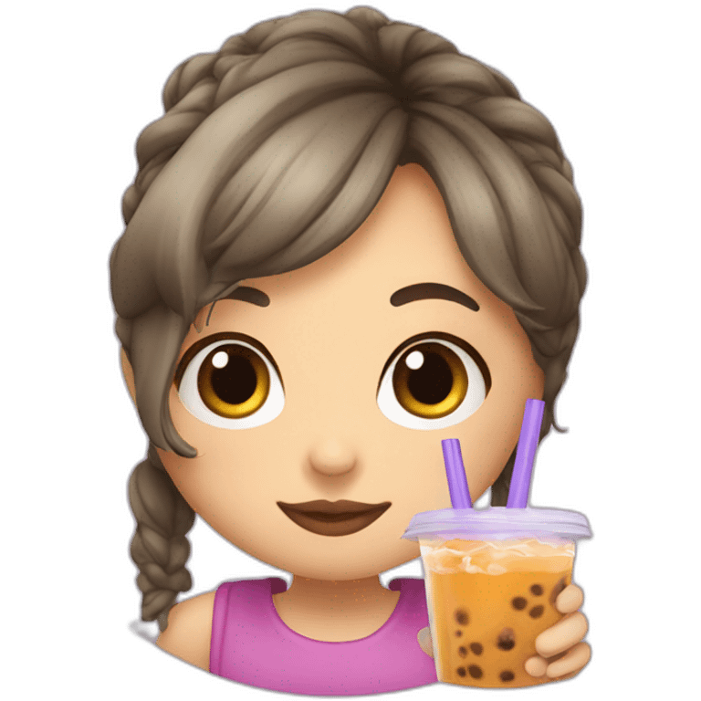 Girl drinking bubble tea emoji