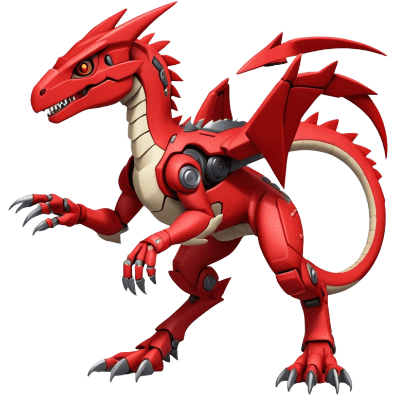  Cool Edgy Futuristic Red Digimon-Fakemon-Guilmon-Velociraptor-Dragon-Mecha full body emoji