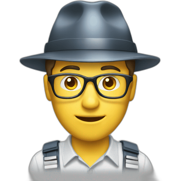 a working man with glass and security hat emoji