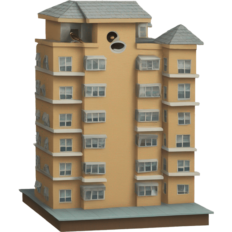 Apartment building shaped birdhouse for birds emoji