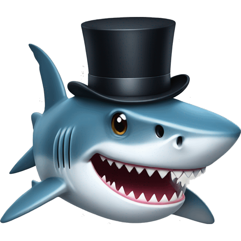 Shark with a top hat emoji