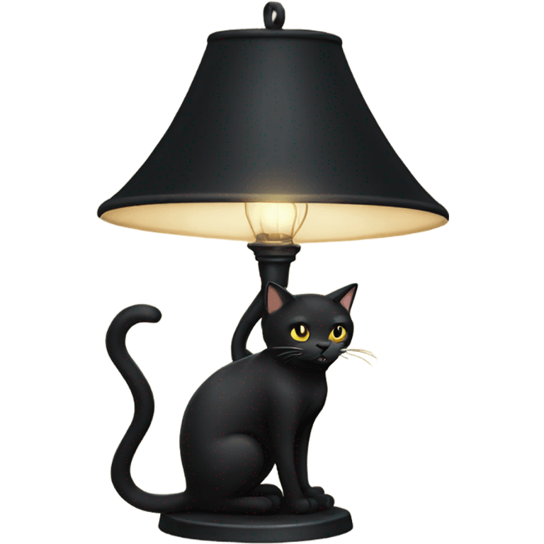 Black cat sniffing a lamp emoji