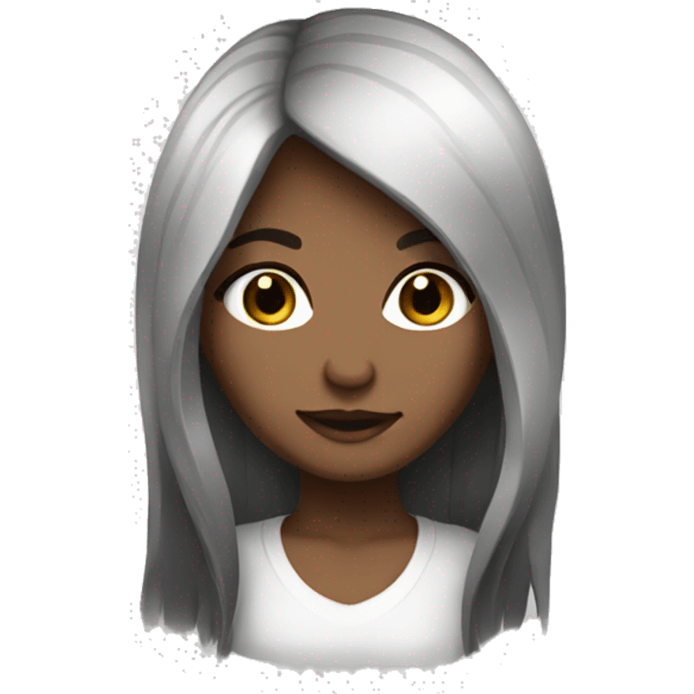 black and white haired brown-eyed girl emoji