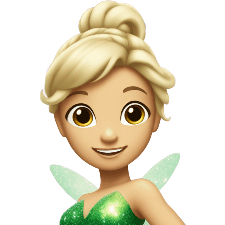 Light skin tinker bell with glitter in her two ponytails emoji