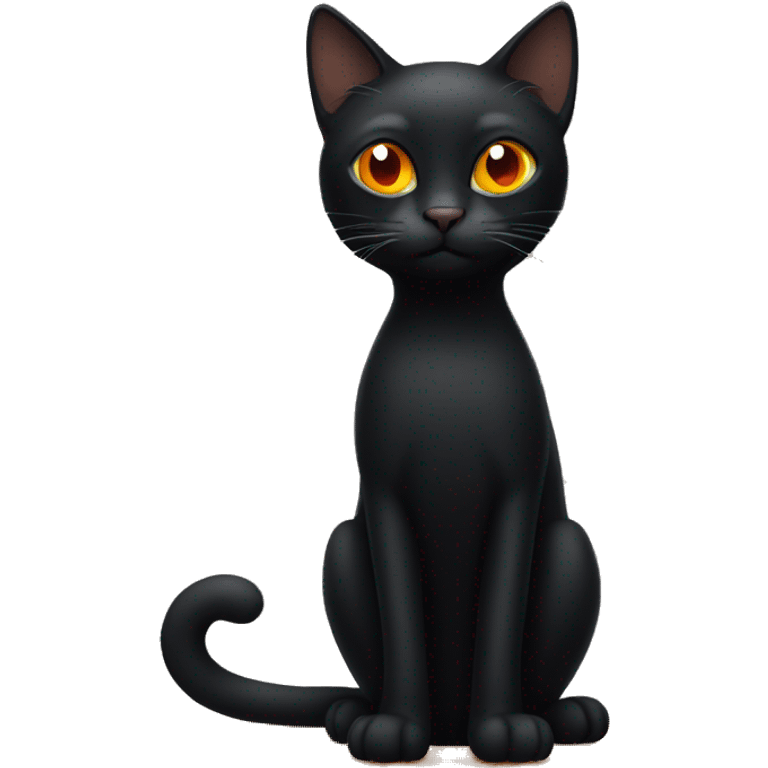 Full body black cat with orange eyes emoji