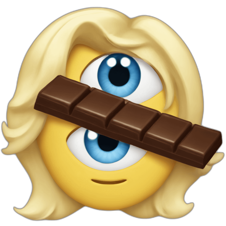 long blond blue-eyes- eat chocolate emoji