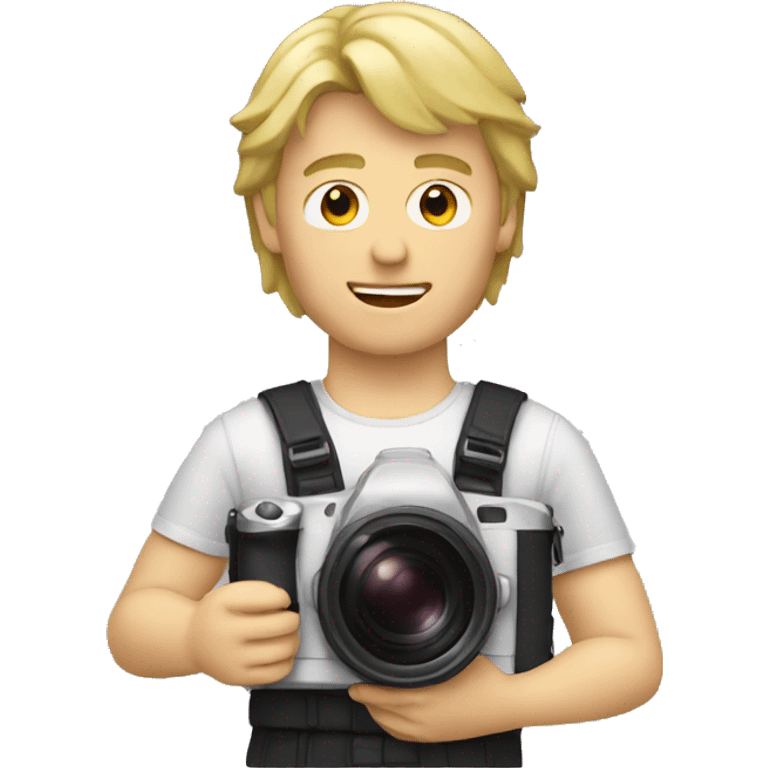 blonde guy with mullet holding a camera emoji