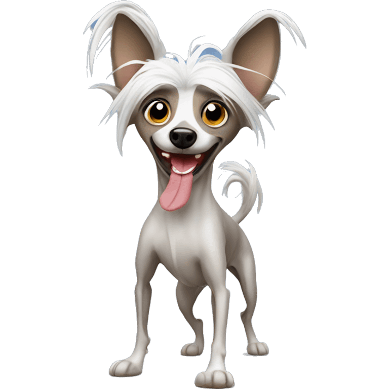 Dancing and funny chinese crested dog emoji