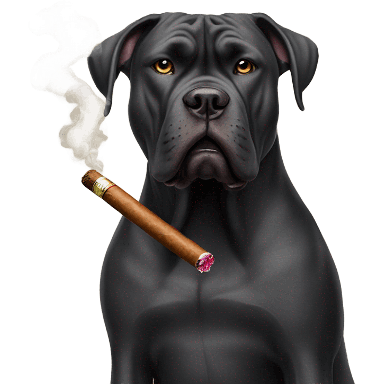 A Cane Corso smoking a cigar. emoji