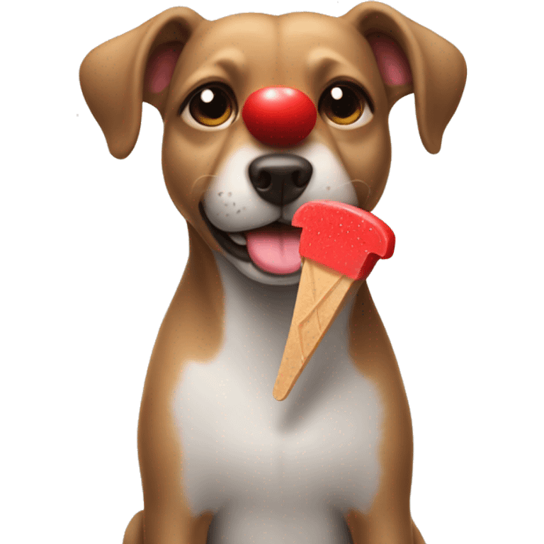 Dog holding a red popsicle  emoji