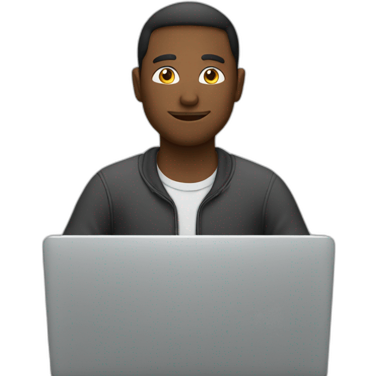 Man sitting with a laptop working on it emoji