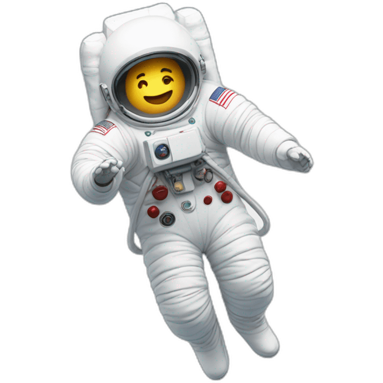 A living marshmallow seemingly in weightlessness, wearing a white spacesuit emoji