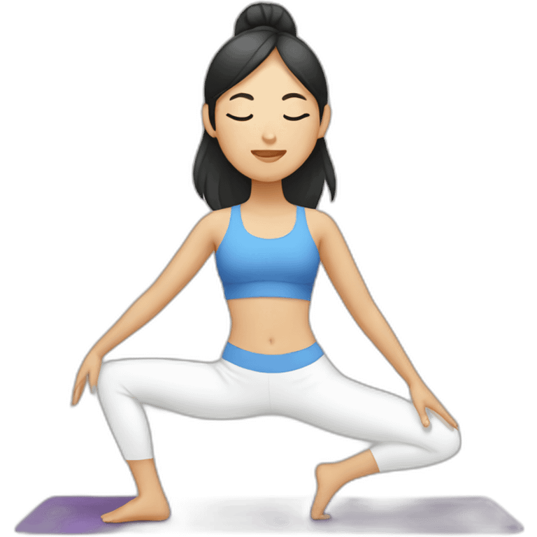 Asian woman doing yoga emoji