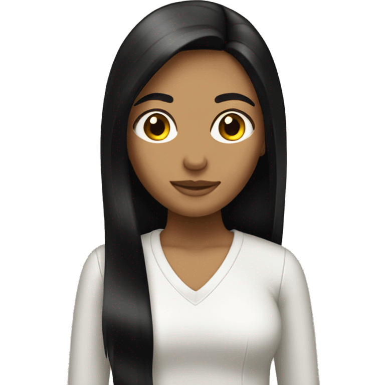 A tan girl with straight long black hair emoji