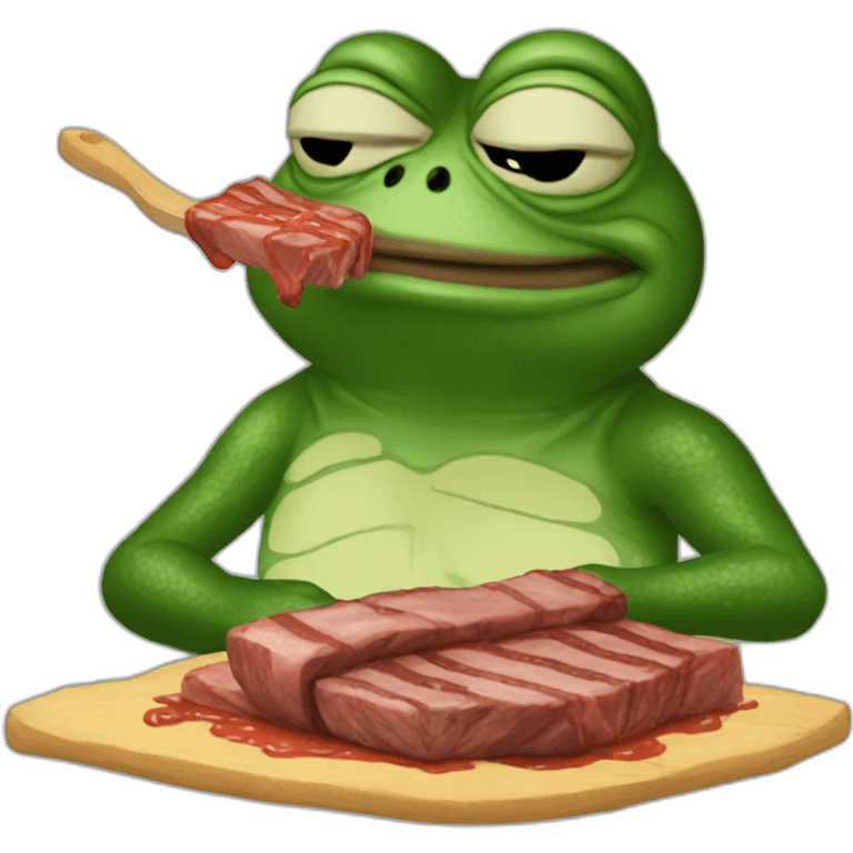 Pepe the frog eating asado emoji