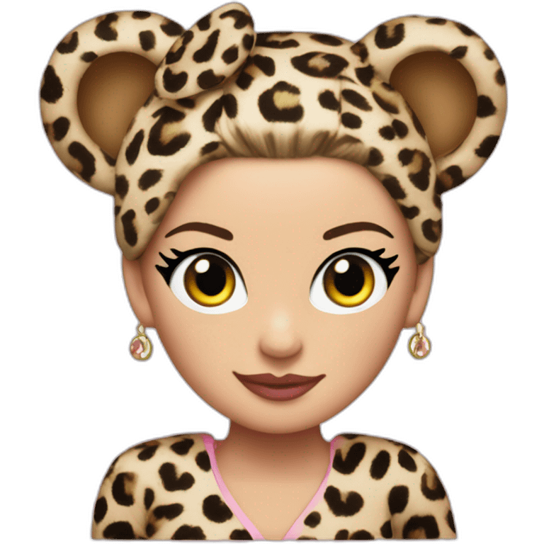 P!nk in leopard costumes with leopard headband emoji