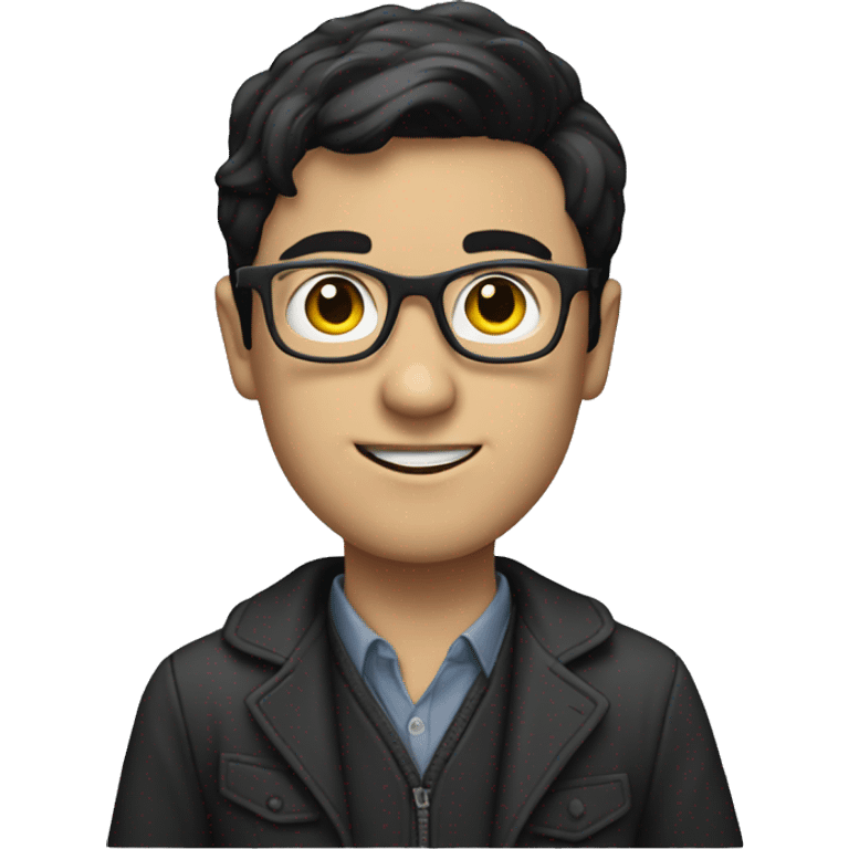 White boy with black hair with glasses dressed as a journalist  emoji