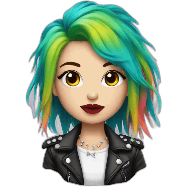 Lip studs colorful hair punk girl emoji