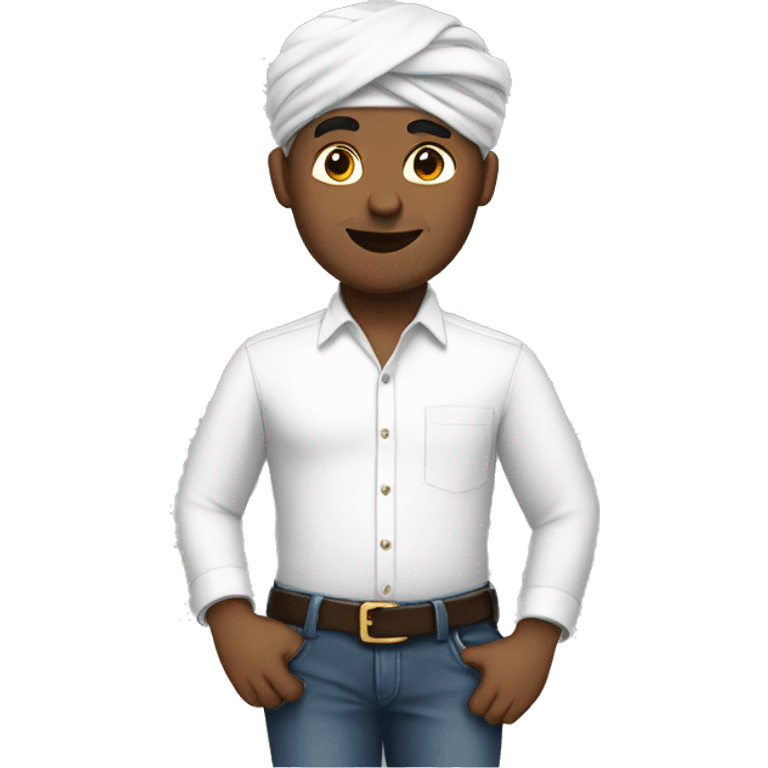 man in white shirt with turban emoji