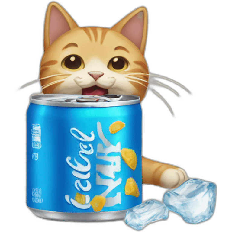 Cat eating sprite can emoji