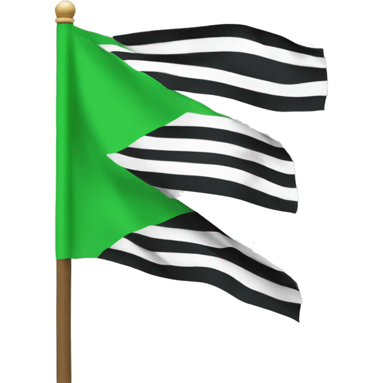 3 horizontal lines  flag green white and black in a stick  emoji