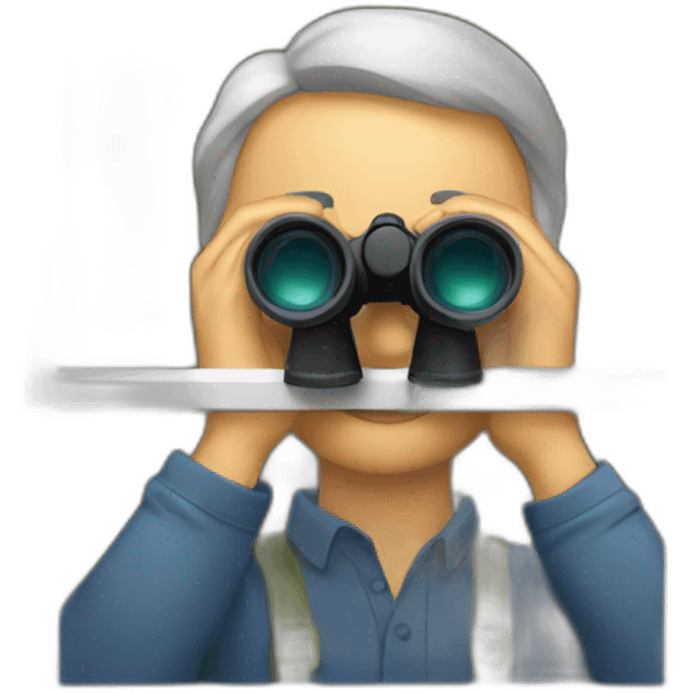 man with binoculars from window emoji