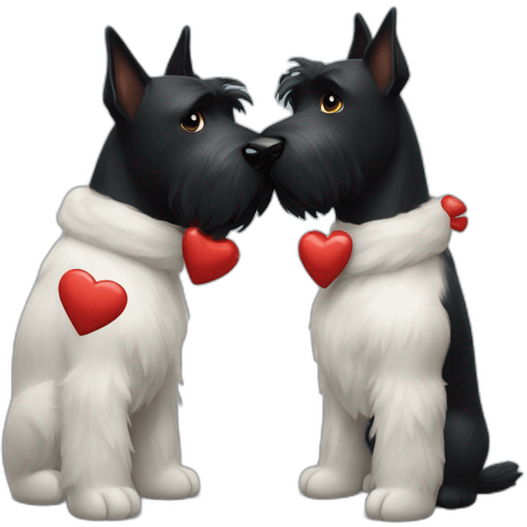 Two black Scottish terrier kissing uno sin cola emoji