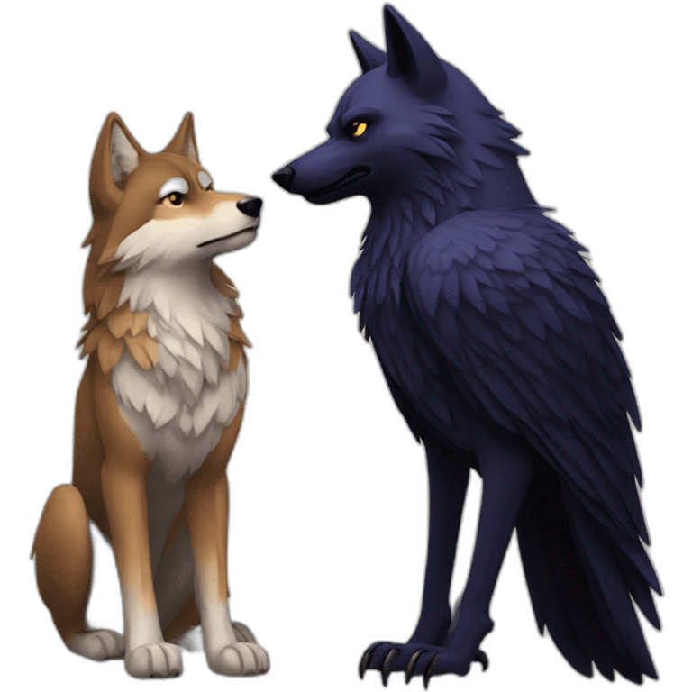 wolf and raven emoji