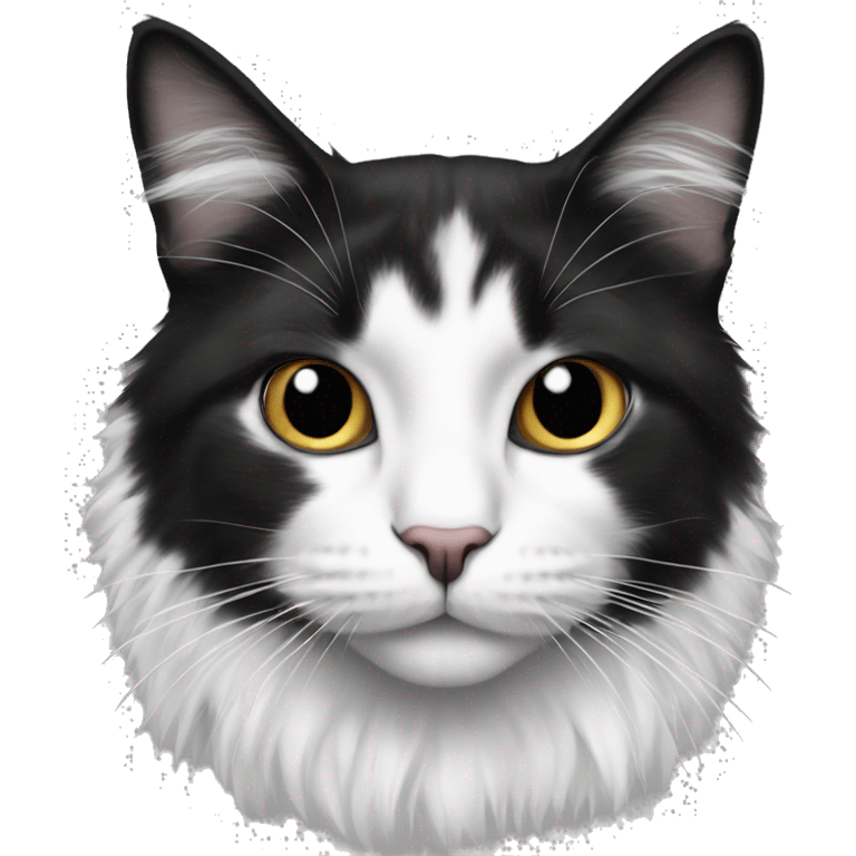 black and white cat long haired emoji