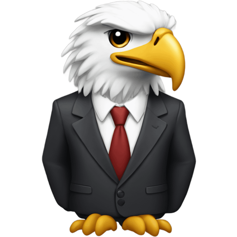 Eagle wearing a suit with the letters, HQ behind it emoji