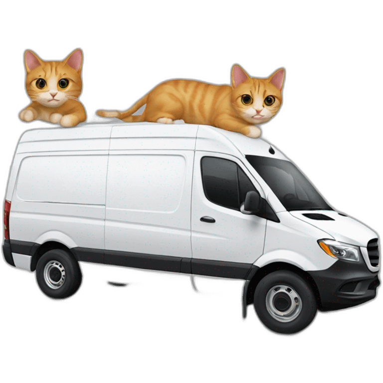 a sprinter van with a cat on its head emoji