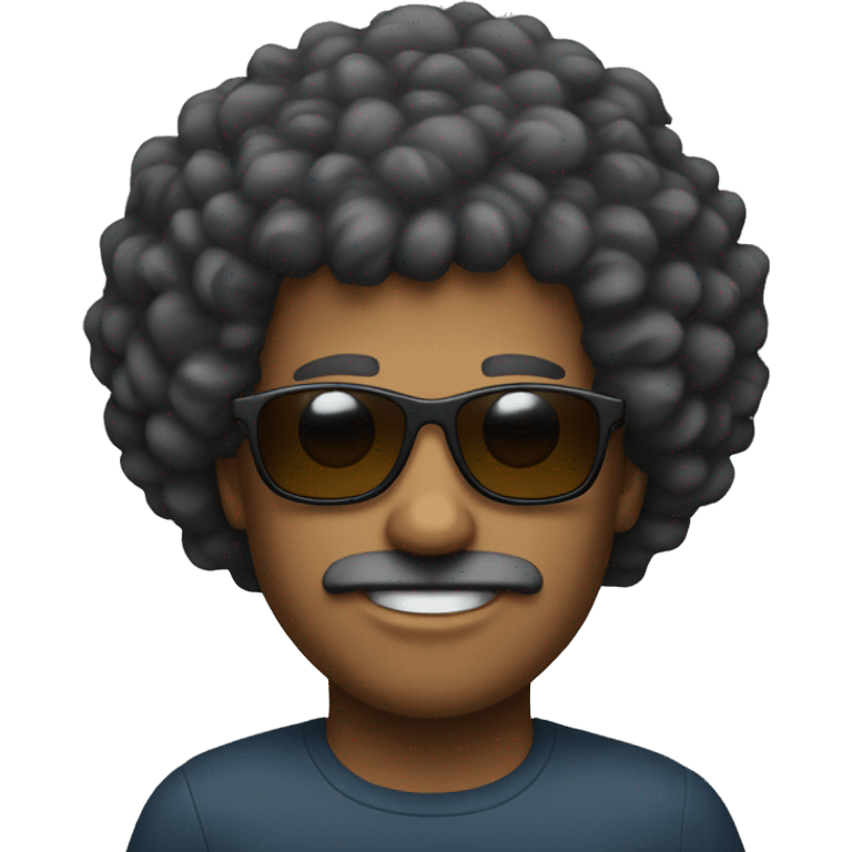 Man with big hair and also wearing sunglasses  emoji