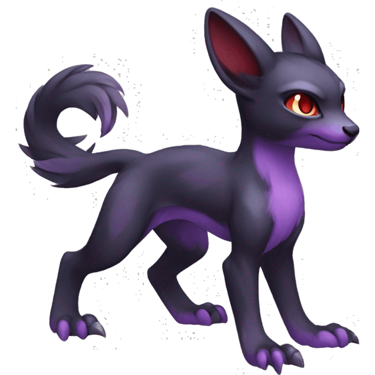 Cute cool dark black red purple animal hybrid Fakemon full body emoji