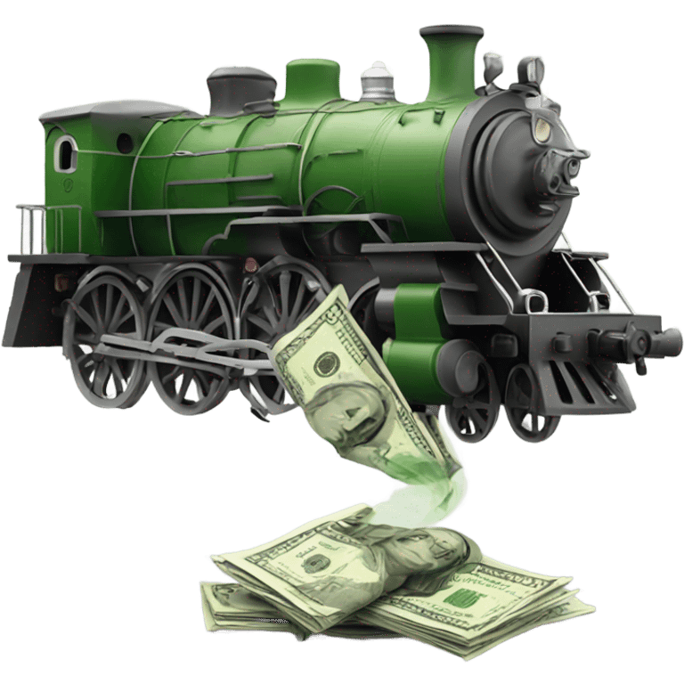 Locomotive blowing out money  emoji