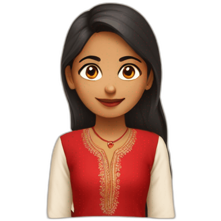 indian girl wearing full sleeve blood red kurti emoji