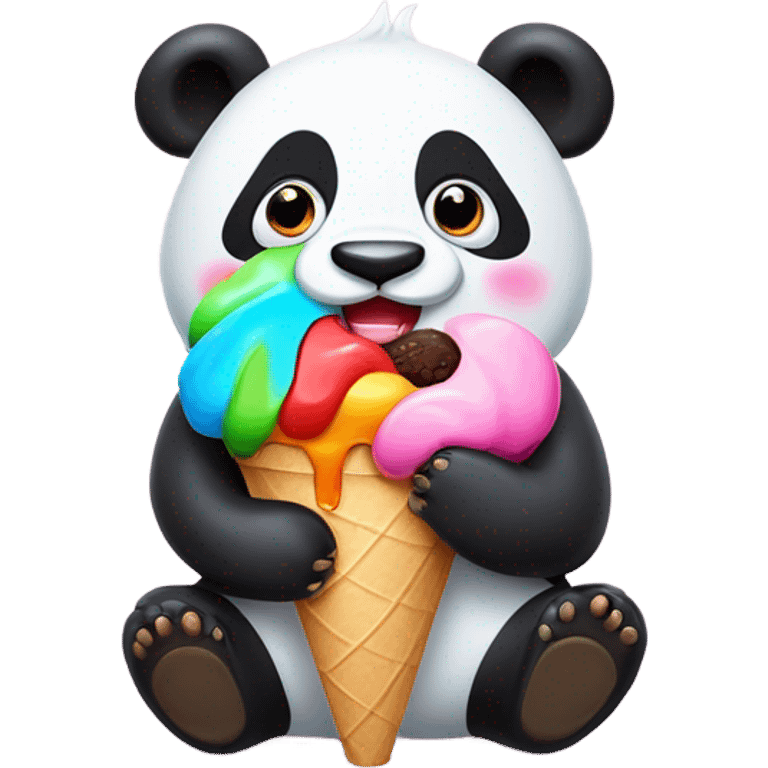 Panda eating ice cream emoji