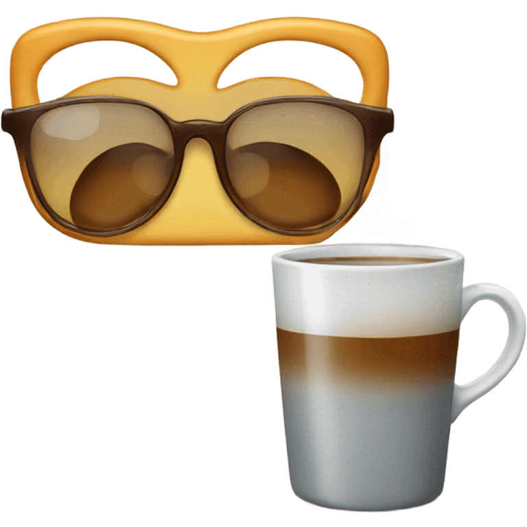 a pair of glasses near a cup of tea emoji