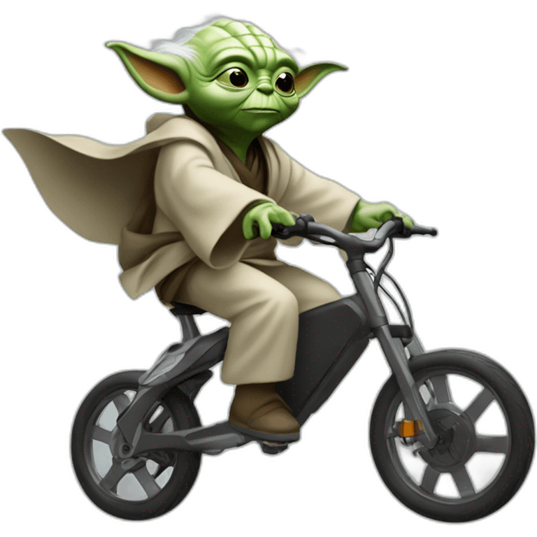 Yoda jumping on ebike emoji