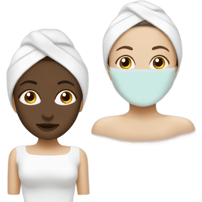 Lady with face mask spa beauty full face relaxing emoji