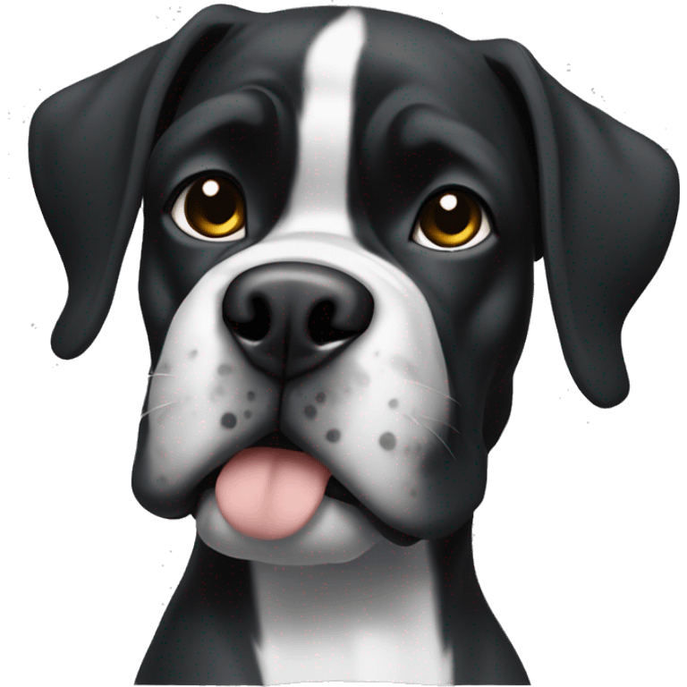 Create a black Boxer dog with a white on betast and belly emoji