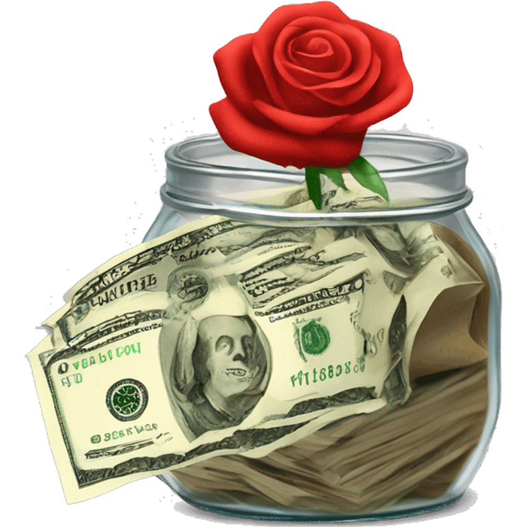 Tip jar dollar bills rose emoji