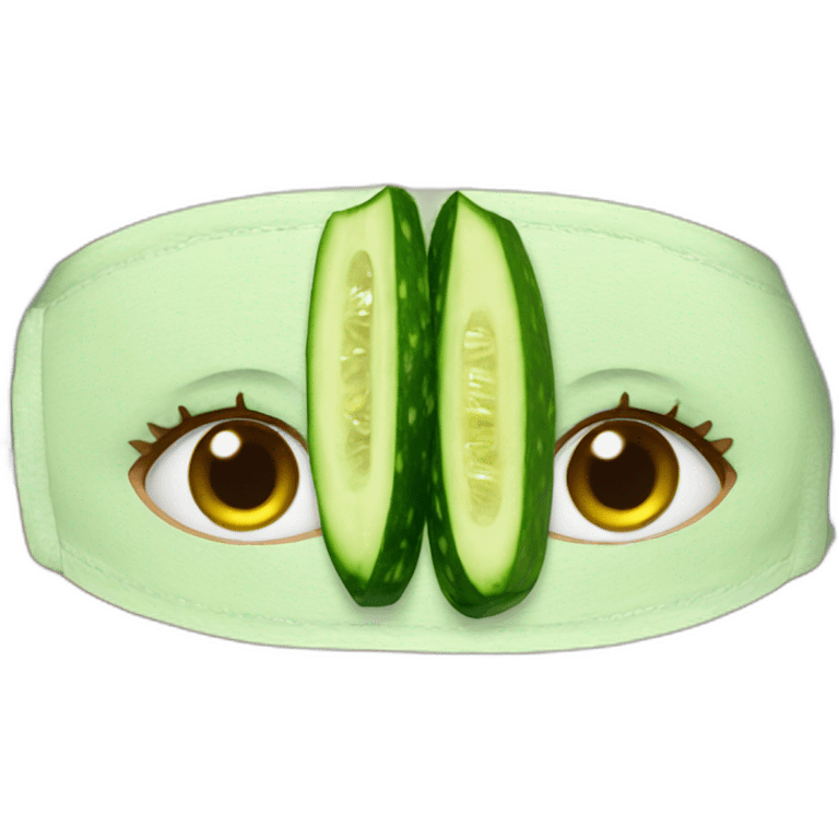 girl with face mask and cucumber slices on her eyes emoji